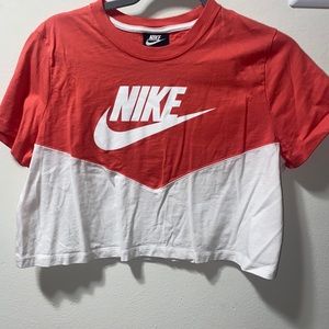Peach and white Nike sportswear crop top